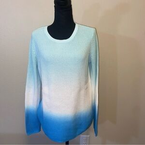 Ombré Blue and White Women's Sweater Talbots Large EUC